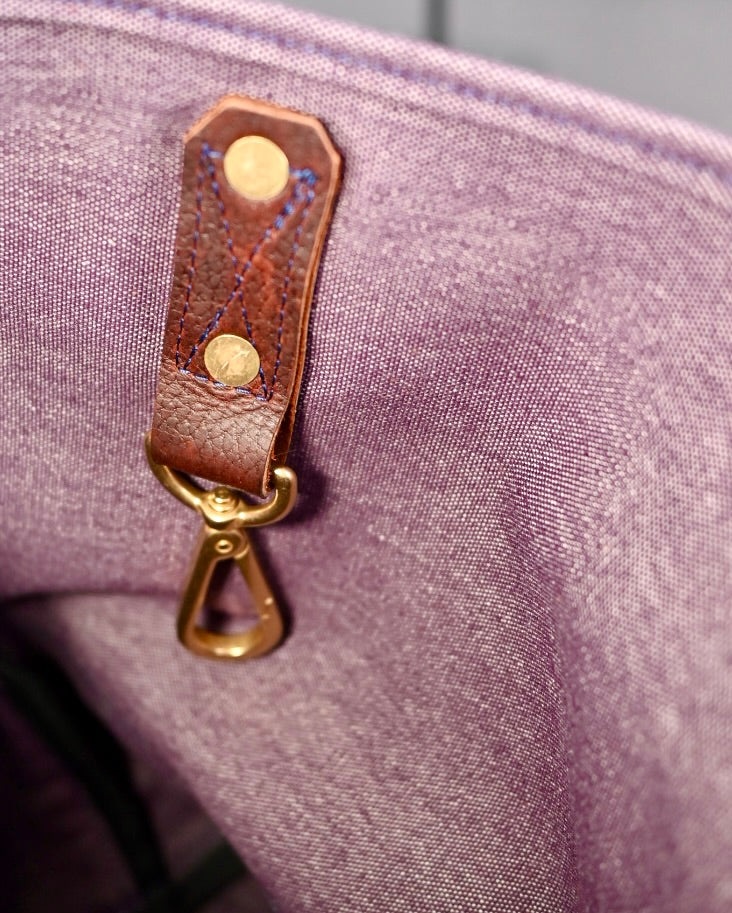Rover Tote - Plum Canvas with Brown Leather