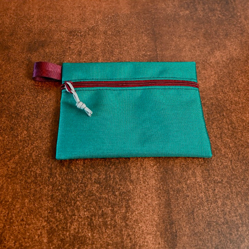 Cordura Zip Pouch - Teal w/Burgundy Zipper