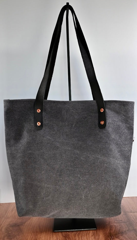 Discovery Tote - Heavy Canvas and Leather - Black