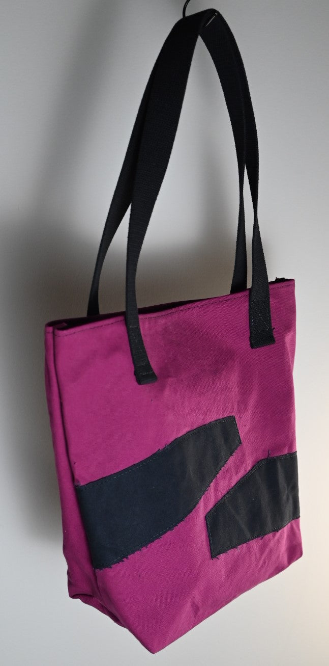 Arp's Tote - Purple Canvas with Black Stripes