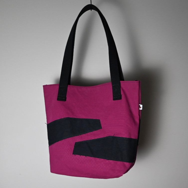 Arp's Tote - Purple Canvas with Black Stripes